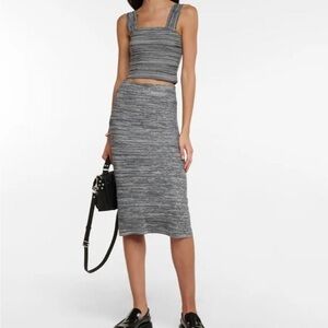 NWT Proenza Schouler White Label Melange Knit Midi Skirt Grey Size Small $395